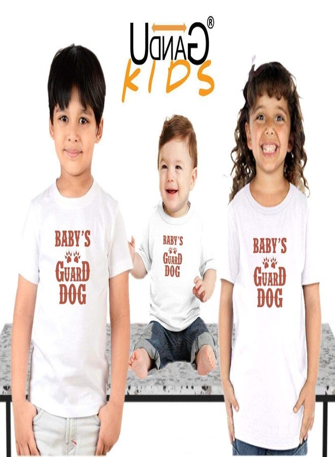 UDNAG Unisex Round Neck Graphic 'Dogs | Baby's Guard Dog' Polyester T-Shirt White [Size 2YrsOld/22in to 7XL/56in] - Image 5